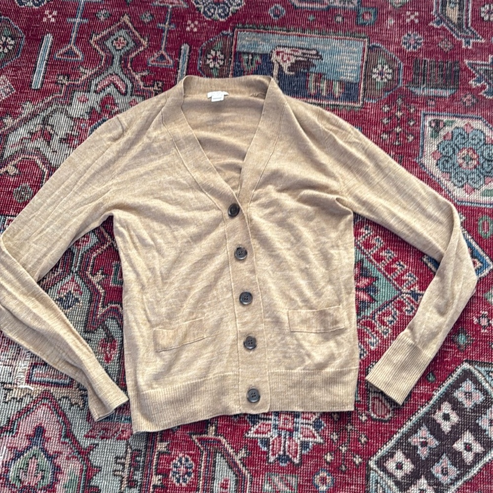 J.Crew tan merino wool cardigan